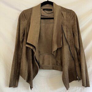 Zara Womans Brown Suede Fall Jacket Zip Up, Size Small